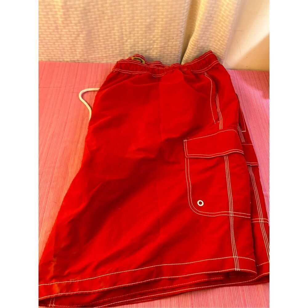 Foundry 5xl red swim‎ trunks cargo pockets mesh lined nwt